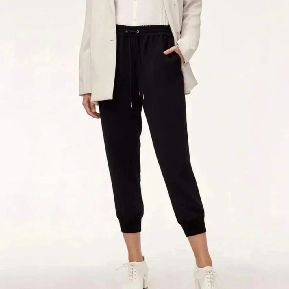 Aritzia Wilfred Black Joggers Drawstring Elastic Waist Pants Medium $128